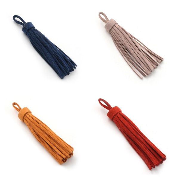 1 , 5 ou 10 Pampille (pompon)  en cuir " daim " véritable 75 mm bleu marine, orange, rose clair ou rouge (pendentif)