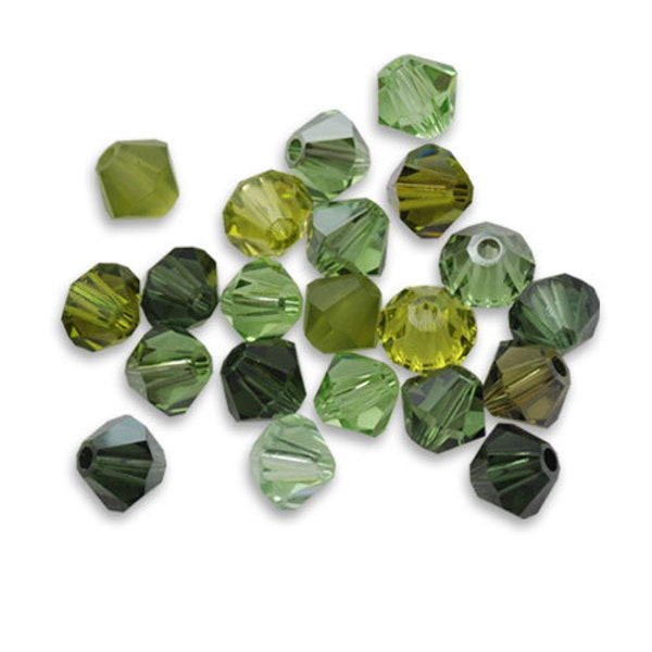 20, 50 or 100 Swarovski crystal bicone bead assortment 3 or 4 mm camaieu / green gradient (emerald, chrysolite, erinite, khaki etc.)