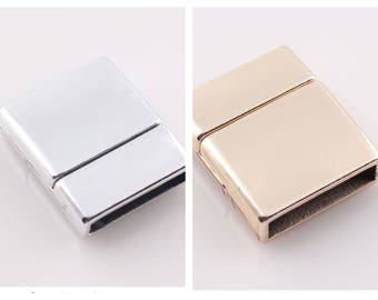 1, 5 or 10 Metal magnetic clasp 20x17 mm hole 15 mm (light gold or silver) - Ref: 1493 / 1494