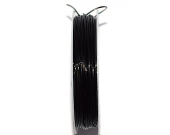 Bobine 20 - 50 - 100 mètres fil nylon élastique noir 0.8mm (fil crystal)