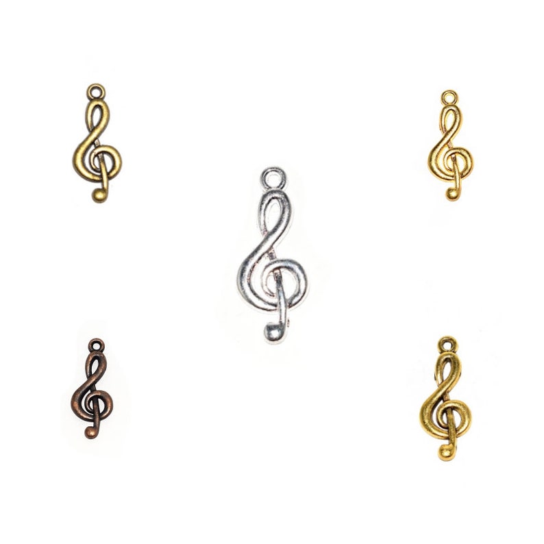 gold bronze copper or antique gold 26x10mm charm, pendant 20 Floor key music silver metal