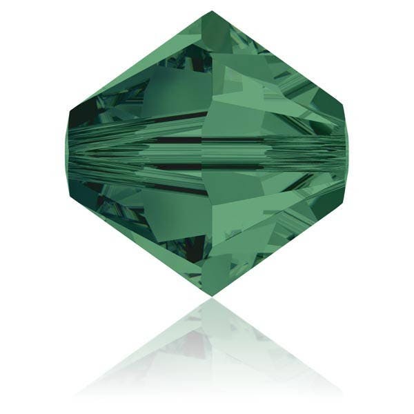 20 - 50 ou 100 toupies Swarovski 3 -  4 mm Emerald (vert foncé)