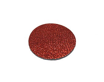 Rond de cuir (pastille) 15 - 24 - 30 mm métallisé mat bordeaux Ref: 2680 / 2680-1 / 2680-2