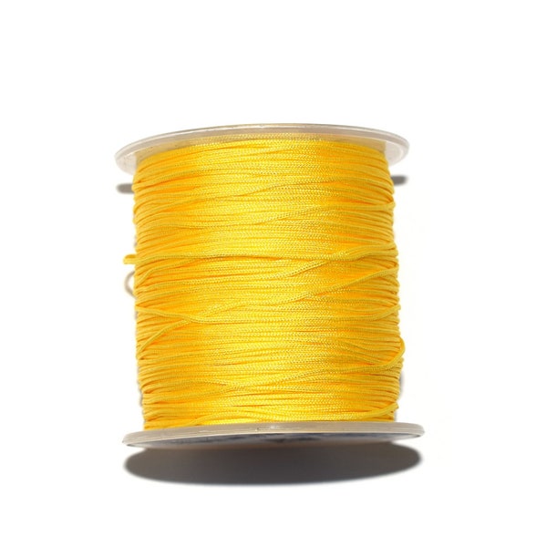 20, 50 ou 100 mètres fil nylon tressé 1mm (fil de jade) jaune (idéal pour macramé ou renforcement tissage de perles)