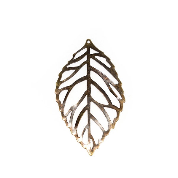 5 - 10 - 20 Estampe feuille filigree bronze 64x37mm 54x32mm 44x26mm 24x13mm (pendentif, breloque filigran)