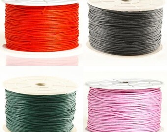 20 / 50 / 100 meters Waxed Cotton 1 mm Orange - Dark Grey - Dark Green - Light Pink