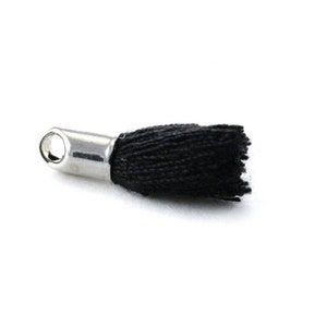 5 10 20 Pampille pompom Cotton tip silver 18mm black or beige image 2