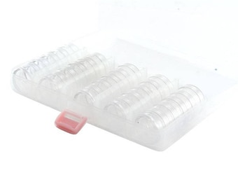 1 , 5 or 10 Storage box with 25 round boxes solid transparent plexiglass (ideal for bead storage) - Ref: 2148