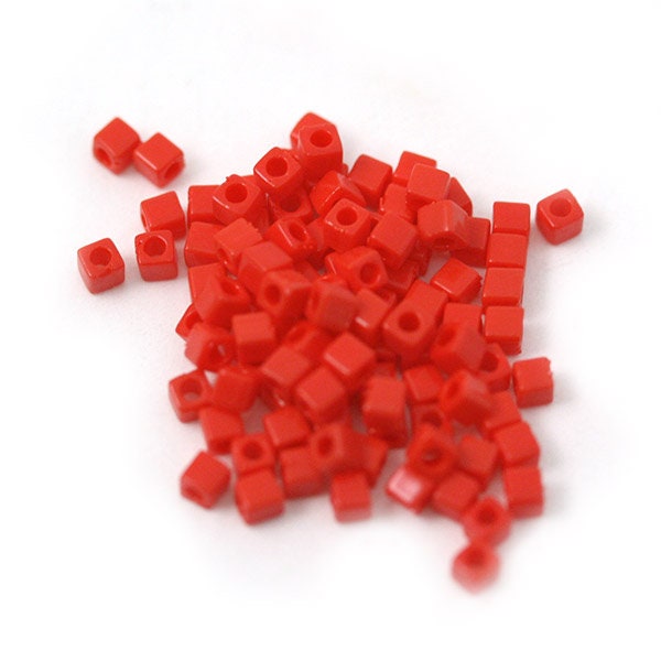 10 - 20 - 50 g Miyuki perle cube 1.8mm opaque red SB18-408 (rouge opaque 408)