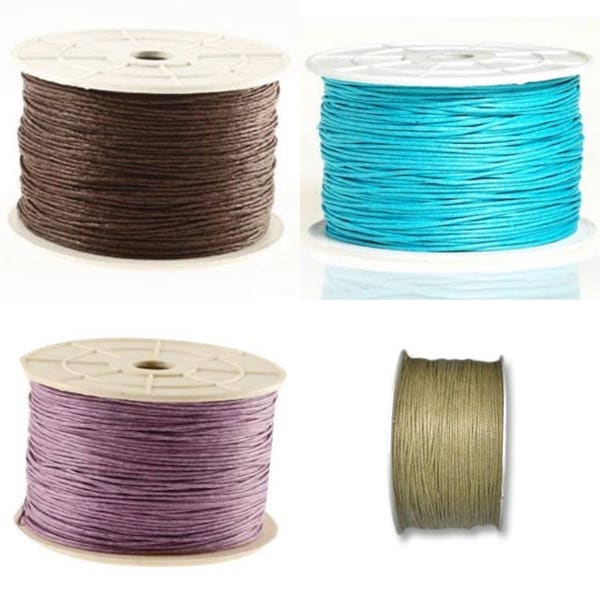 20 / 50 / 100 meters Waxed Cotton 1 mm brown - sky blue - pink - beige