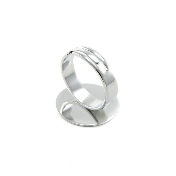 1, 5 ou 10 Support Bague plateau (sans rebord) 16 ou 20  mm  métal argenté brillant réglable