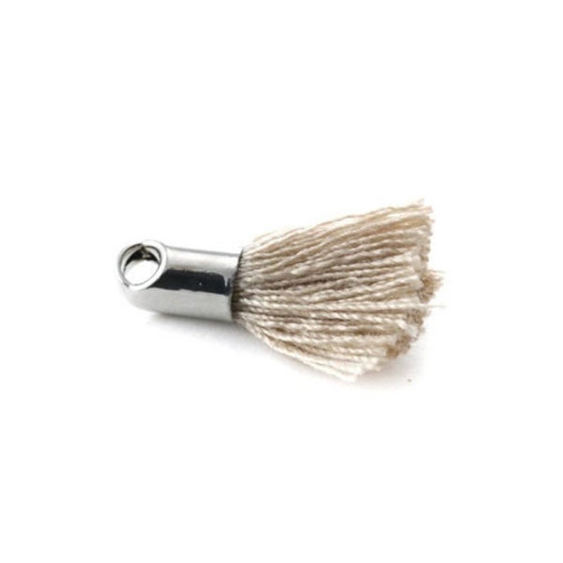 5 10 20 Pampille pompom Cotton tip silver 18mm black or beige image 3