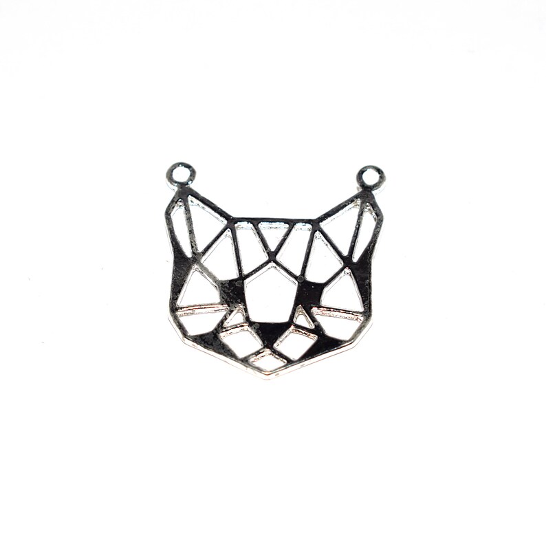 5 10 or 20 Breloque pendant Silver origami cathead gold 26x24 mm 2791 2793