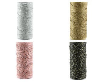 10, 20 or 50 meters of metallic waxed cotton (silver, gold, pink or black) 1mm