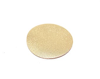 Round leather (pellet) 15 - 24 - 30 mm light gold matte metallic