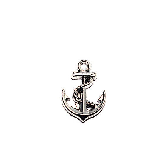 20, 50 or 100 Marine Anchor with Silver Metal Rope 17x12m (charm, Pendant)