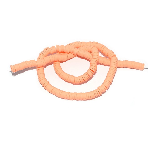 380  perles rondelles Heishi  pêche (orange clair) en pâte polymète 6mm  (6x1mm trou 2mm) (perle katsuki, perle vinyle)