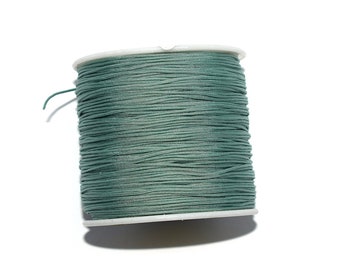 20, 50 ou 100 mètres fil nylon tressé 0,8mm (fil de jade) vert opaline   (idéal pour macramé ou renforcement tissage de perles)