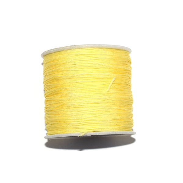 20, 50 ou 100 mètres fil nylon tressé 0,8mm (fil de jade) jaune clair (idéal pour macramé ou renforcement tissage de perles)