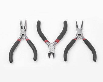 Set of 3 assembly pliers (flat, cutting, round) flat and round for jewelry creation - Ref: 1596