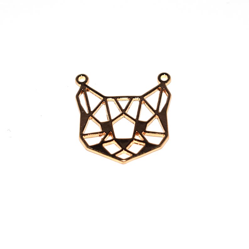 5 10 or 20 Breloque pendant Silver origami cathead gold 26x24 mm 2791 2793