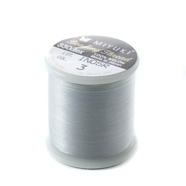 1, 5 ou 100 bobine 50 mètres fil spécial miyuki beading thread nylon gris clair / argenté n 3 (tissage perles miyuki, rocailles, delica etc