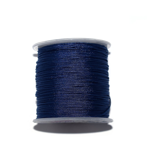 20, 50 ou 100 mètres fil nylon tressé 1mm (fil de jade) bleu marine foncé (idéal pour macramé ou renforcement tissage de perles)