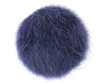 5, 10 or 20 cabochon round fur / dark blue hair 16 or 20 mm