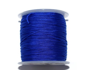 20, 50 ou 100 mètres fil nylon tressé 1mm (fil de jade) bleu roi (idéal pour macramé ou renforcement tissage de perles)