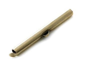 Pince (griffe, embout)  lacet métal tube + anneau bronze 40x4mm idéal pour métier à tisser miyuki delica