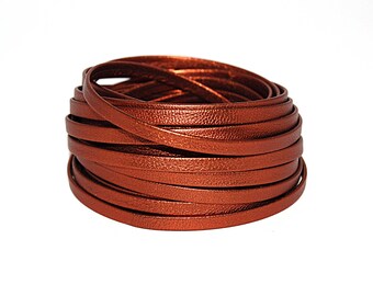 20/50/100 cm flat metallized leather copper bronze matte 5 mm - Ref: 2664