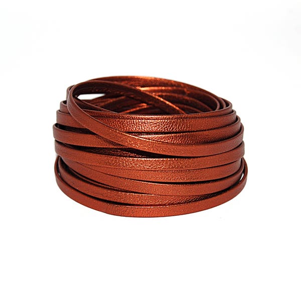 20/50/100 cm flat metallized leather copper bronze matte 5 mm - Ref: 2664