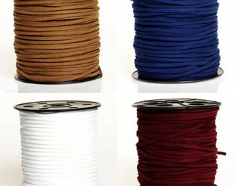 5 - 10 or 20 meter Suede (artificial suede) 3 mm Brown, blue, white or Burgundy