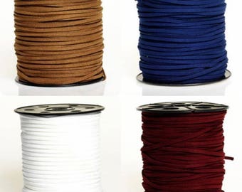 5 - 10 or 20 meters of suede (artificial suede) 3 mm brown, blue, white or burgundy