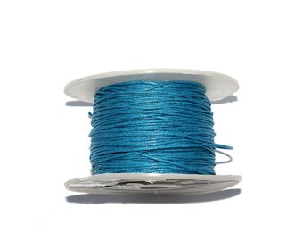 20 / 50 / 100 meters Waxed cotton 1mm or 2 mm or 3 mm turquoise blue