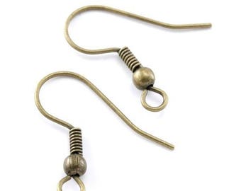 50 , 100 ou 200  boucles d'oreilles crochet en métal bronze ( bo américaine 19mm)  (25, 50 ou 100 paires)