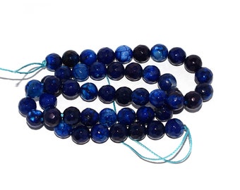 20, 50 or 100 Natural pearls agate facet round gradient dark blue 8 mm (semi-precious stone gems)