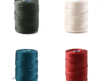 C-lon rope coil 0.45mm dark olive green, cream, duck green, dark red (ideal for micro-macramé jewelry)