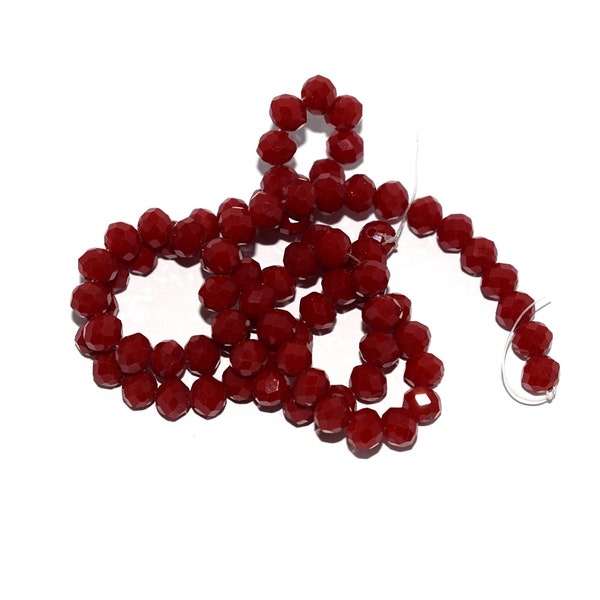50, 100 ou 200  perles en verre facettes  aplaties 4x6mm bordeaux (rouge foncé)