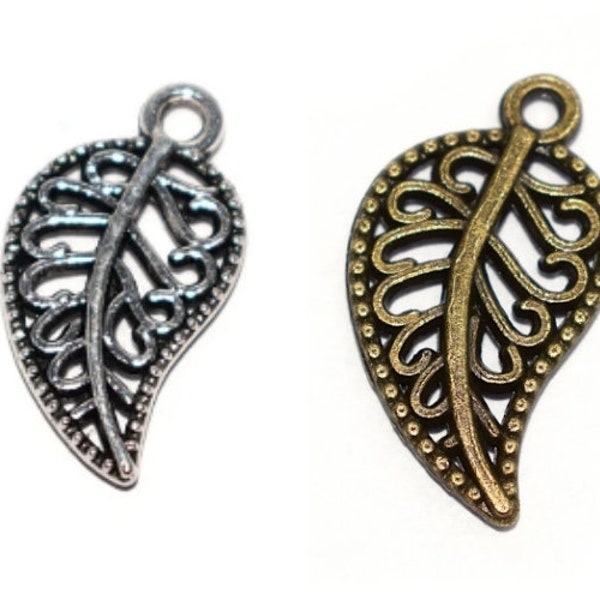 20 - 50 - 100 Arabesque sheet 18x11x2mm silver metal / bronze (small pendant, charm)