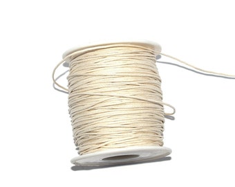 20 / 50 / 100 meters Waxed cotton 1mm or 2 mm or 3 mm off-white (light beige)