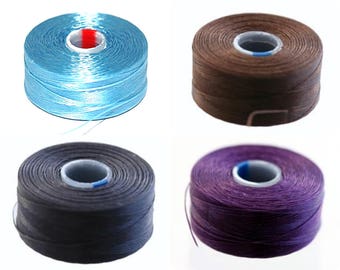 1 , 5 ou 10 Bobine 71 m Fil C-lon bleu ciel, marron, gris foncé ou violet  (0.06mm taille D)  Idéal pour le tissage de perles