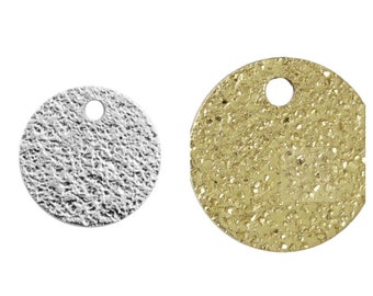 10 - 20 - 50 round sequin / full disc frosted metal 8 mm silver gold (matte diamond rough effect) (charm / pendant)