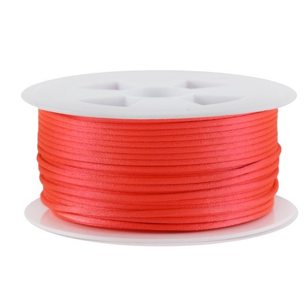 5, 10, 20 ou 50  mètres de queue de rat 1,5 mm ou 2,2 mm (ficelle chinoise) rose corail fluo