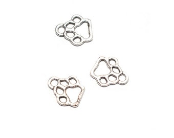 20 - 50 - 100 Breloque / pendentif  patte de chien  métal 13x11mm métal argenté