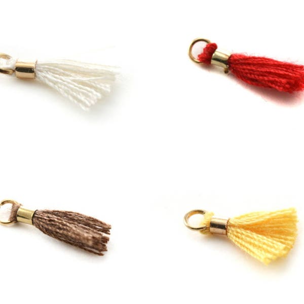 5 - 10 or 20 pompom / grapevine 10 - 12 mm cotton (golden ring) beige, burgundy, brown or mustard yellow