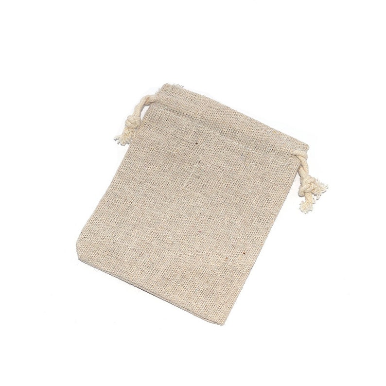 10, 20 ou 50 Emballage / pochette cadeau toile de jute naturel beige 11x9,5cm idéal pour bijoux, petit présent, etc. image 1