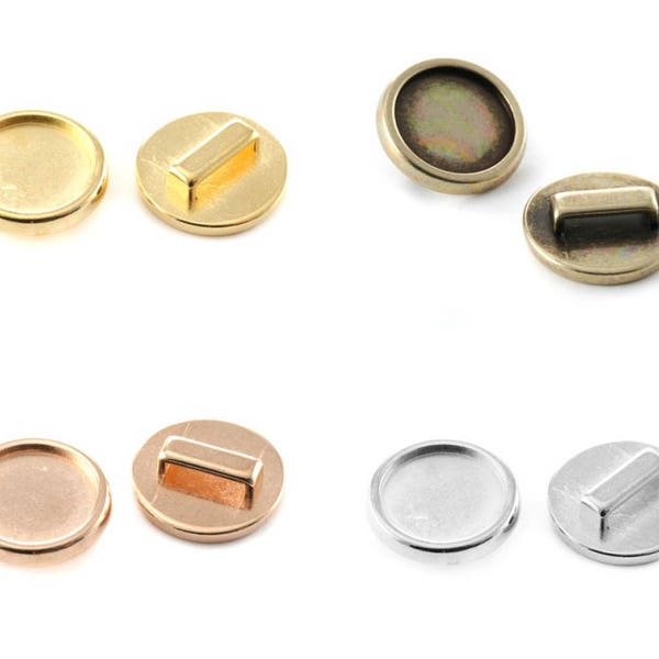 2, 5 or 10 Passing round metal Flat Back 15mm 19x27mm hole 10mm (silver, gold, pink gold or bronze)