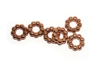 5 - 10 - 20 pearl worked washer flower metal rose gold / rose gold 8mm (hole 6mm)