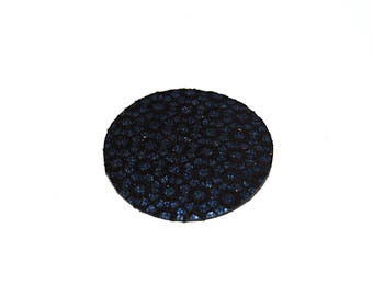 2  - 5 ou 10 Rond de cuir (pastille) 15 - 24 - 30 mm baroque bleu foncé et noir 2675 / 2675-1 / 2675-2